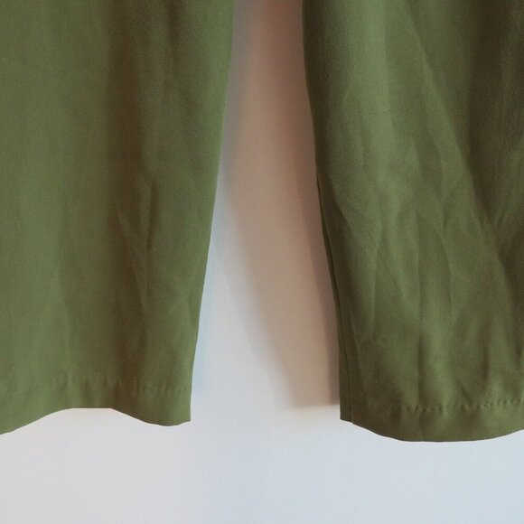 JASON WU High Rise Pleated Crepe Pants in Khaki Green Minimalist - Size US 2 - Picture 11 of 13